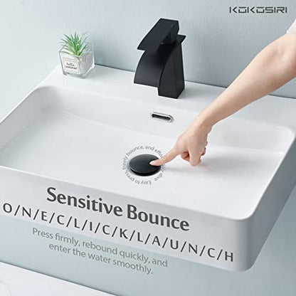 KOKOSIRI Pop Up Sink Drain with Strainer Basket, Matte Black Bathroom Sink Drain with Detachable Hair Catcher Anti Clogging for Vanity Vessel Sink Without Overflow, C1002BK - color: Matte Black