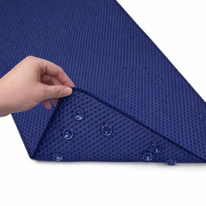 Bathtub Mat Non Slip, Bath Mat for Tub Non Slip, Tub Mat Extra Large 36 x 17 in, Bathtub Mat with Suction Cups & Drain Holes, Soft Foam, Machine Washable, Navy - color: Navy