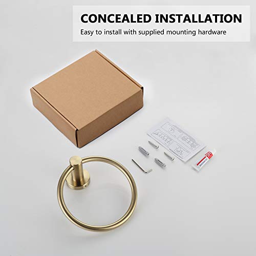 BGL Towel Ring Brushed Gold Stainless Steel 304 Towel Ring Wall Mount Bathroom Towel Holder Round Towel Hanger - color: Brushed Gold