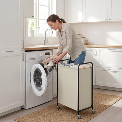 GRANNY SAYS Laundry Hamper, Large Cart with Wheels and Handles, Beige, 110L - color: Beige, size: 110L