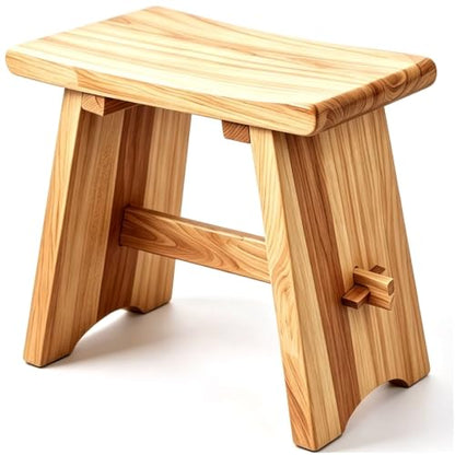 18" Teak Shower Bench - Shower Stool for Bathroom Unique Rustic Style and Comfort - Farmhouse Solid Wood Furniture for Indoor & Outdoor Use
