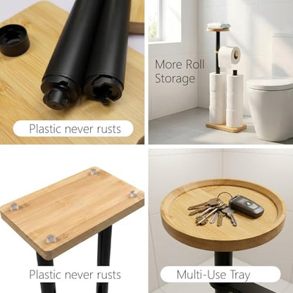 Toilet Paper Holders Free Standing, Holds up to 7 Rolls Toilet Paper Stand with Storage, Bathroom Toilet Paper Organizer with Top Shelf for Small Items, 1-Min Rotating-Lock Assembly, Light,L - color: Light