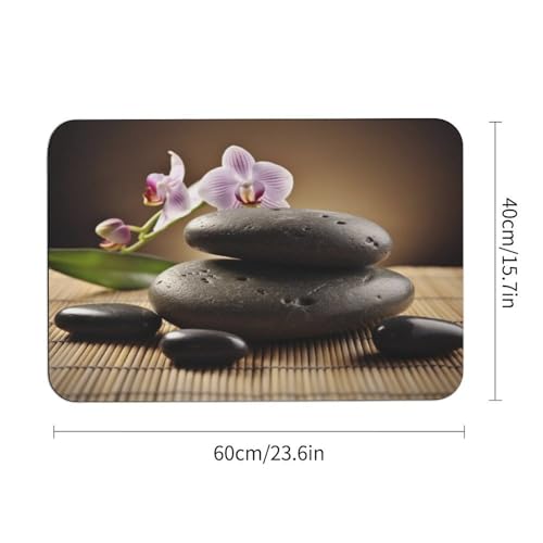 Soft Diatomaceous Earth Zen Stone Bath Mat 16x24 Absorbent Quick Dry Stone Bath Mats 0.15" Ultra Thin Non-Slip Bathroom Rug with Rubber Backing Easy Clean Floor Mat for Shower Entryway - size: 1'4" x 2' (Rectangular)