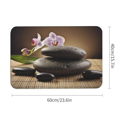 Soft Diatomaceous Earth Zen Stone Bath Mat 16x24 Absorbent Quick Dry Stone Bath Mats 0.15" Ultra Thin Non-Slip Bathroom Rug with Rubber Backing Easy Clean Floor Mat for Shower Entryway - size: 1'4" x 2' (Rectangular)