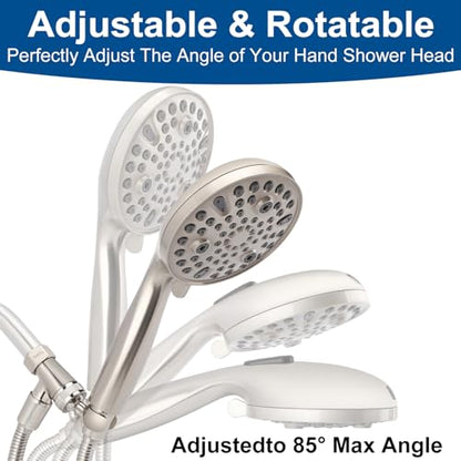 Shower Head with Handheld - All Metal Holder and Long Hose, High Pressure | Showerhead Sprayer Built-in Power Wash to Clean Tub, Tile & Pets, Multi Mode Adjustment, Brushed Nickel 2.5 GPM - color: Brushed Nickel