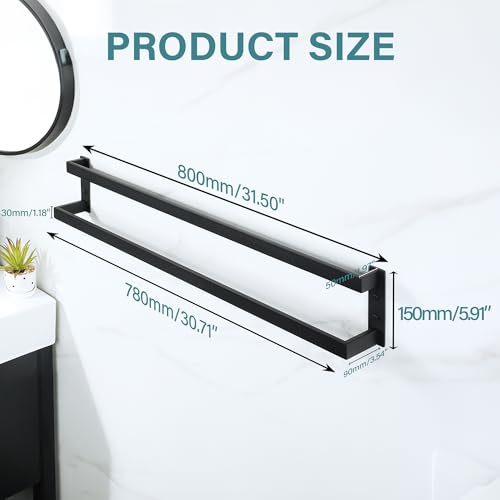 Alise Double Towel Bar, 32" Double Towel Racks for Bathroom, Matte Black | Bathroom Towel Rack Wall Mounted, 3.54" Wide Faster Drying, Ladder Design, SUS304 Stainless Steel - color: Matte Black, size: 32-inch