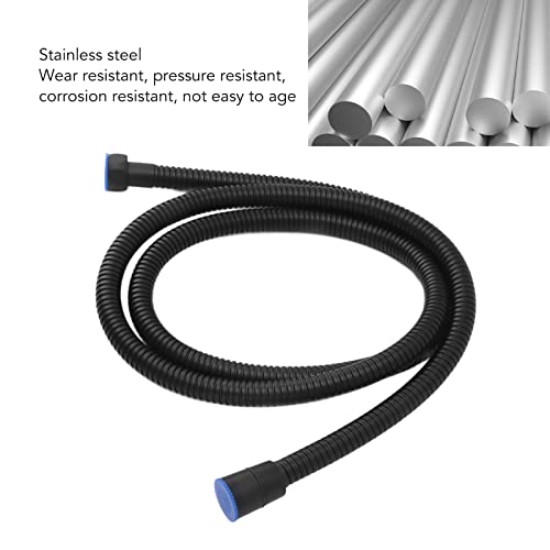 59in Shower Hose, 3 Layers Pressure Stainless Steel Flexible Long Shower Hose with Hot Cold Nozzles, Universal Fit for Bathroom Replacement (Black) - color: Black