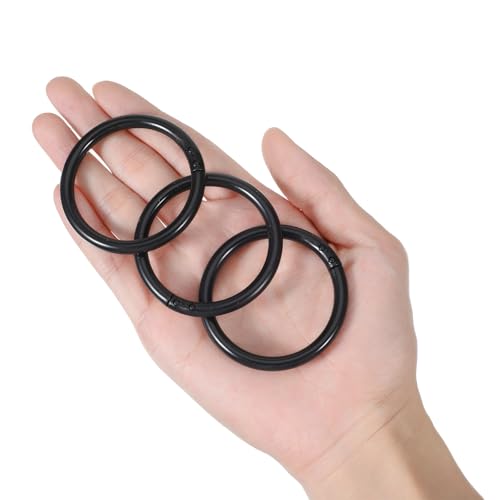 Mabor 12 Pack Shower Curtain Rings, Plastic Easy Snap Hooks for Bathroom, Black PE Shower Rod Hangers with Smooth Slide Design - color: Black