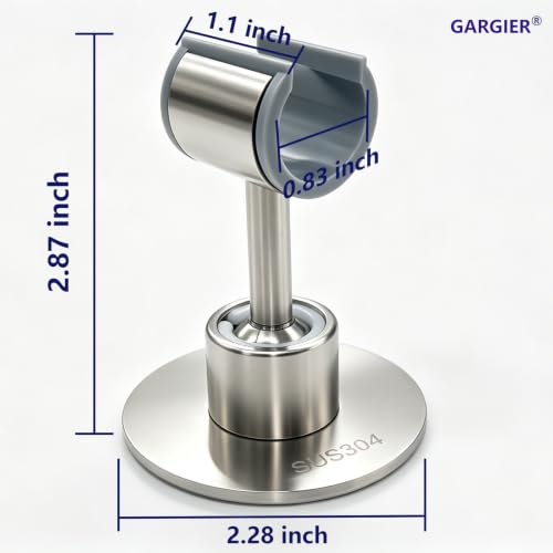 Metal Handheld Shower Head Holder, Brushed Steel | Adhesive Wall Mount, Adjustable, For Standard Shower Hose, Shower Wand Holder for Bathroom RV, Anti-rust 304 Stainless Steel - color: Brushed Nickel