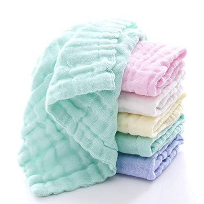 Muslin Baby Washcloths – 6 Pack Organic Cotton Face Towels for Newborns – Ultra-Soft, Reusable & Absorbent – Gentle on Sensitive Skin – Unisex Baby Gift Set