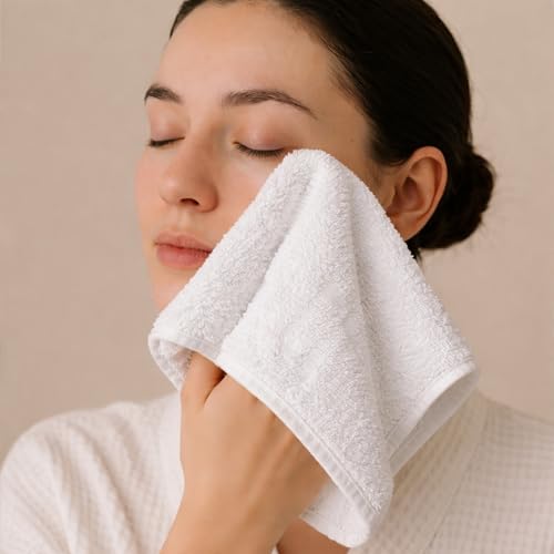 Premium White Wash Cloths - 600 GSM, 12 x 12 Inch, Pack of 12, Ring Spun Cotton Blend - Soft, Durable, Absorbent Washcloths for Face and Body, Machine Washable - size: Pack of 12