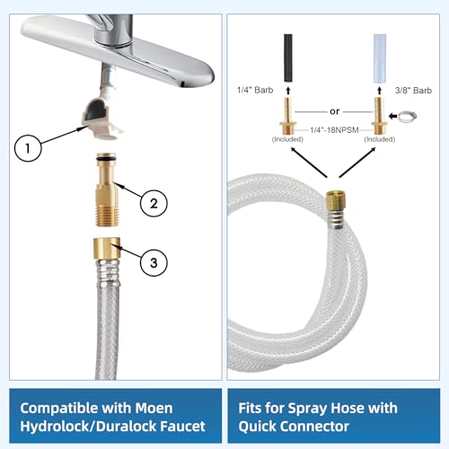 Universal Kitchen Sink Side Sprayer Head with Hose/Holder/Adapters, Chrome | Sink Faucet Sprayer Attachment Compatible with Moen/Delta, Side Sprayer Head with Quick Connector, NSF/ANSI/CAN 372 Certified - color: Chrome Finished, style: One-Thumb Press
