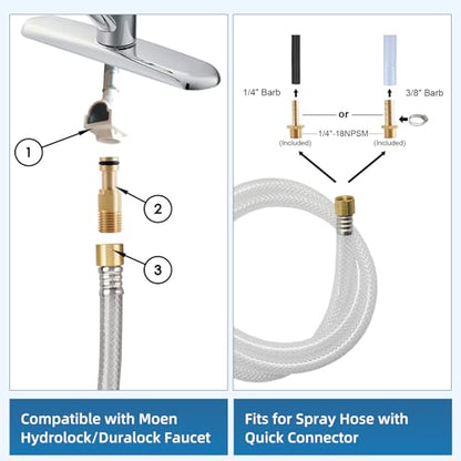 Universal Kitchen Sink Side Sprayer Head with Hose/Holder/Adapters, Chrome | Sink Faucet Sprayer Attachment Compatible with Moen/Delta, Side Sprayer Head with Quick Connector, NSF/ANSI/CAN 372 Certified - color: Chrome Finished, style: One-Thumb Press