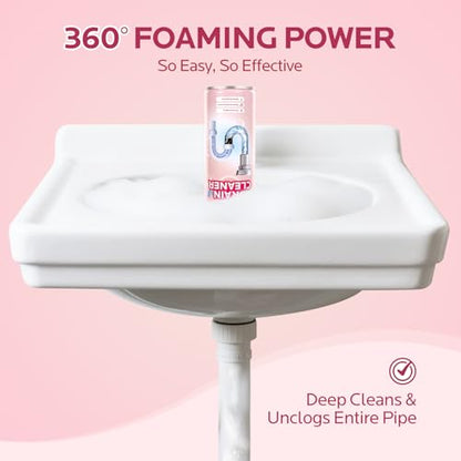 Foaming Drain Cleaner Clog Remover for Kitchen & Bathroom Pipes 2Pack | Expanding Foam Action, Helps Break Down Grease, Soap Scum and Food Buildup, Keep Drains Fresh, Fast Drain Care
