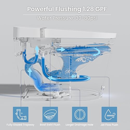 Smart Toilet with bidet built in, Auto Open Close(CD-K010) | Bidet Toilet with Wider Heated Seat, Warm Water, Foot Sensor Auto Flush, Japanese Toilet for Bathroom with Remote Control - color: CD-K010