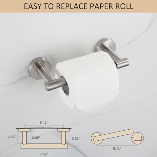 BGL Toilet Paper Holder Brushed Nickel Wall Mount, Brush Nickel Bathroom Toilet Paper Holder Brushed Nickel SUS 304 Stainless Steel, Double Post Pivoting Toilet Paper Roll Holder for Bathroom RV - color: Brushed Nickel