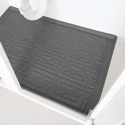 XTREME MATS Waterproof Undersink Mat (Grey 31" 1/4 x 22 1/4) Cabinet Base Liner for Kitchen & Laundry Cabinets Catches Leaks Prevents Damage Flexible Sink Driptray - color: Gray, size: 31" 1/4 x 22" 1/4)