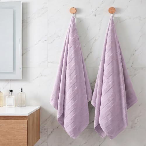 REDKISS Ultra Soft Viscose from Bamboo Bath Towels, 28 x 55 Inches, Purple | 2 Pack, Absorbent & Quick Drying, 50% Viscose from Bamboo, 50% Cotton, Luxury Towels for Bathroom Perfect for Daily Use - color: Purple