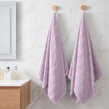 REDKISS Ultra Soft Viscose from Bamboo Bath Towels, 28 x 55 Inches, Purple | 2 Pack, Absorbent & Quick Drying, 50% Viscose from Bamboo, 50% Cotton, Luxury Towels for Bathroom Perfect for Daily Use - color: Purple
