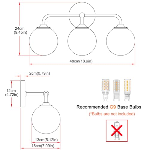 Elagant Modern Brushed Nickel Bathroom Vanity Lights, 3-Lights Bathroom Light Fixtures with Milky White Globe Glass Shade, Bathroom Wall Sconces Light over Mirror Dressing Table Bedroom Living Room - color: Nickel, size: 3 light