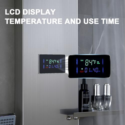 LED Shower Panels Tower System, LCD Temperature Display with Shelf, 304 Stainless Steel System with Rainfall Shower Head with Handheld Massage Body Jets Waterfall Bathtub, Brushed Nickel - color: Brushed Nickel