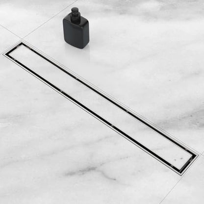 ELLO&ALLO 24 Inch Linear Shower Drain Brushed Nickel, SUS304 Stainless Steel Rectangle Shower Floor Drain with 2-in-1 Flat & Tile Insert Cover - color: Brushed Nickel, size: 24 In Tile insert Cover