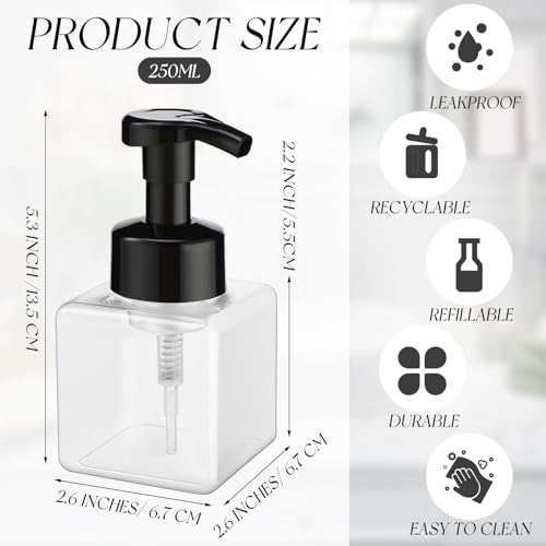Foaming Soap Dispenser 8.5 oz Foam Pump Bottle Bulk Empty Travel Foaming Dispenser Refillable Hand Soap Plastic Pump Bottle Travel Clear Container for Bathroom Vanities(24 Pcs,Black) - color: Black
