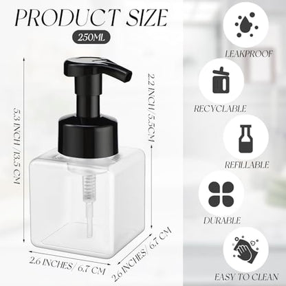 Foaming Soap Dispenser 8.5 oz Foam Pump Bottle Bulk Empty Travel Foaming Dispenser Refillable Hand Soap Plastic Pump Bottle Travel Clear Container for Bathroom Vanities(24 Pcs,Black) - color: Black