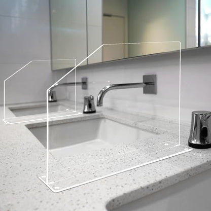 Vesici 2 Pcs Clear Acrylic Sink Splash Guard Freestanding Panel Barrier with Easy Reach Cutaway Kitchen Guard Protective Splatter Barrier for Home Hospital(19" Length, 14" Height, 4.5" Base) - size: 19" Length, 14" Height, 4.5" Base