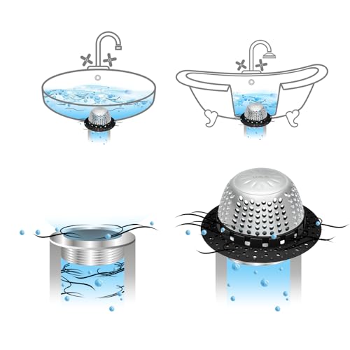 LEKEYE Shower Drain Hair Catcher/Bathtub Drain Cover/Drain Protector for Pop-Up & Regular Drains(Black) - color: Black