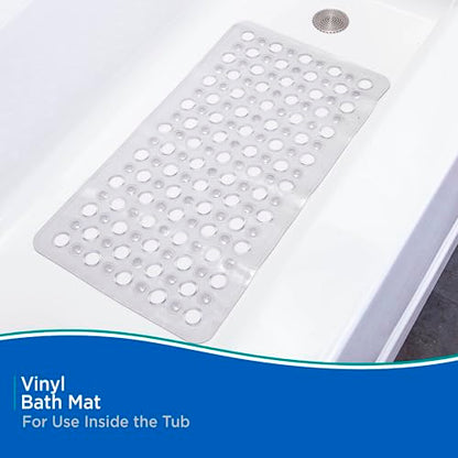 Kenney KN67245 Vinyl Bubble Bath Mat, Shower Mat, Tub Mat with Suction Cups and Large Drain Holes for Use Inside the Bathroom Shower, 27" L x 14.5" W, Gray - color: Gray