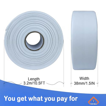 TOUSEA White 1.5"x10.5ft Peel and Stick Caulk Tape for Toilet, Tub, Kitchen | White or Clear Sealing Tape for Toilet, Tub, Sink, Bath Peel and Stick Backsplash - Renter Friendly, Easy Install - style: White-1.5IN-10.5FT-A