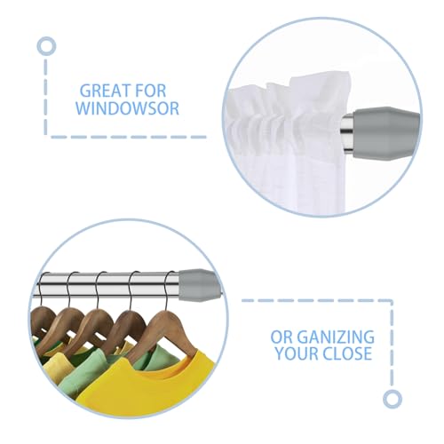 Spring Tension Curtain Rod Short Tension Rod (Silver,27" to 37"-2Pcs) - color: Silver, size: 27" to 37"-2Pcs