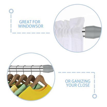 Spring Tension Curtain Rod Short Tension Rod (Silver,27" to 37"-2Pcs) - color: Silver, size: 27" to 37"-2Pcs