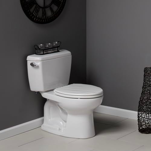 Mayfair Sculptured Rainfall Slow Close Toilet Seat, Easy Clean Hinges with Durable Wood Seat, Made in USA, Elongated, White - size: Elongated, style: Rainfall