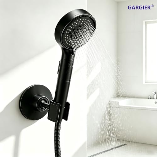 Shower Head Holder 360° Adjustable Handheld Bathroom Shower Head Bracket | All Metal, 360 Swivel Adjustable, No Drill Adhesive Wall Mount for Bathroom RV Standard Shower Hose, Black - color: Black