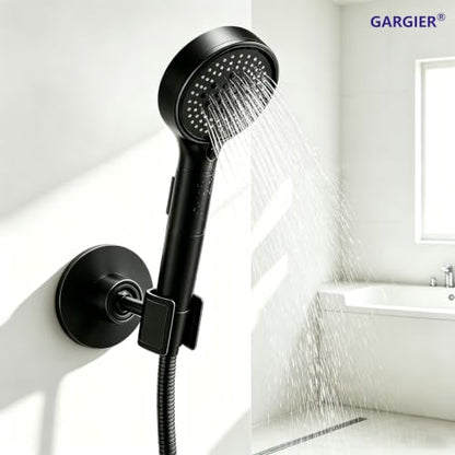 Shower Head Holder 360° Adjustable Handheld Bathroom Shower Head Bracket | All Metal, 360 Swivel Adjustable, No Drill Adhesive Wall Mount for Bathroom RV Standard Shower Hose, Black - color: Black