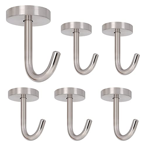 NearMoon Coat Hooks, Wall Mount Hooks for Hanging Hat Hurse Robe, 304 Stainless Steel Heavy Duty Towel Hangers for Bathroom Livingroom Kitchen-Ceiling Hook, 6 Pack (2 Inch, Brushed Nickel) - color: Brushed Nickel, size: 2 Inch (Ceiling)