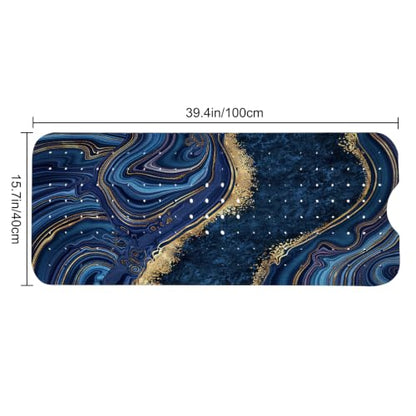 LNOND Marble Bath Tub Mat Non Slip, Extra Long 40 X 16 Inch Anti Slip Mat for Bathtub, Blue Luxury Marble Shower Mat with Drain Holes and Suction Cups, Machine Washable - color: Black Gold Marble