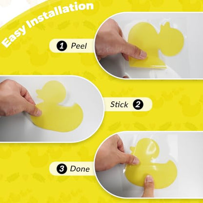 S&X Bathtub Non Slip Stickers for Kids, 12-Pack Cartoon Duck Shower Non Slip Stickers - Comfortable High Grip On Slippery Surfaces - size: Duck