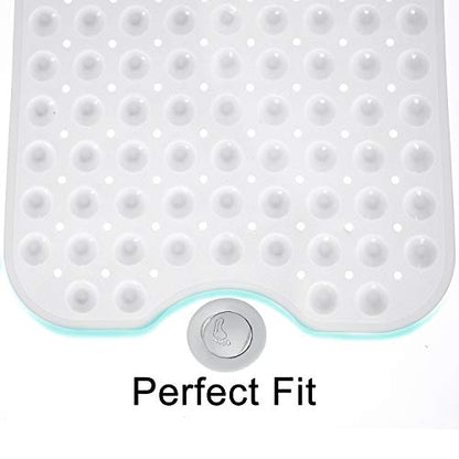 TEESHLY Bath Tub and Shower Mats, Non-Slip 39 x 16 Inch Extra Long Bathtub Mat, Machine Washable BathMat with Drain Holes, Suction Cups for Bathroom (Opaque White) - color: Opaque White