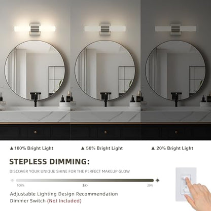 Brushed Nickel Vanity Light for Bathroom Lights Fixtures Over Mirror 5CCT Dimmable Vanity Light Bar 15.74-Inch 12W Bathroom Lighting Fixtures for Mirror - size: 15.74 in-12W-5CCT
