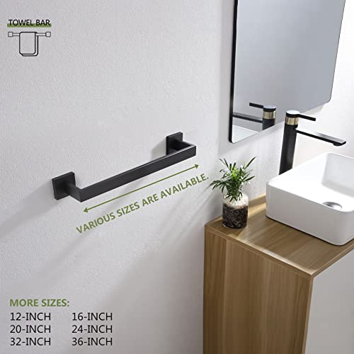 KOKOSIRI 16-Inch Single Towel Bar, Bathroom Kitchen Towel Holder, Wall Mounted SUS304 Stainless Steel Towel Rack 2 Pack, Matte Black, B4003BK-L16-P2 - color: Matte Black, size: 16-Inch (2 Pack)
