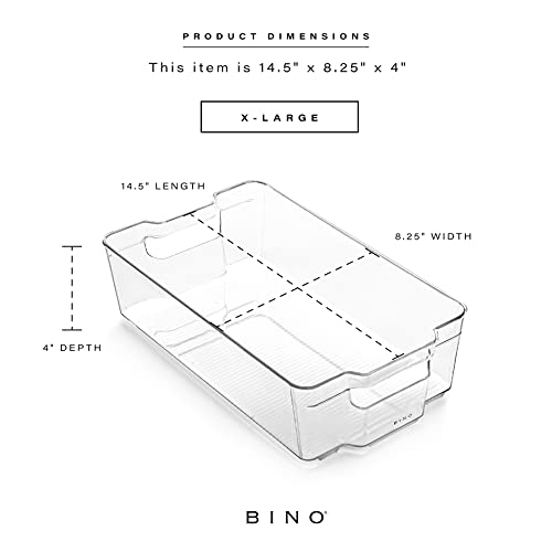 BINO | Stackable Storage Bins, X-Large - 2 Pack | THE STACKER COLLECTION | Clear Plastic | Built-In Handle | BPA-Free | Containers for Organizing Kitchen Pantry | Multi-Use Organizer - size: X-Large