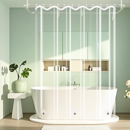 Seenus Bathroom Clear Shower Curtain Inner Liner with 3 Large Magnets, 72 x 84 inch Extra Long PEVA 8G Weighted Shower Liner Bpa-Free, Waterproof 84'' Tall Plastic Shower Curtain Transparent - color: Clear, size: 72"W x 84"L (Pack of 1)