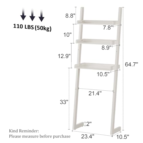 Over The Toilet Storage Shelf Wood, 3-Tier Above Toilet Organizer Rack, Freestanding Above Toilet Shelf for Bathroom, Laundry, Space Saver, White Color.