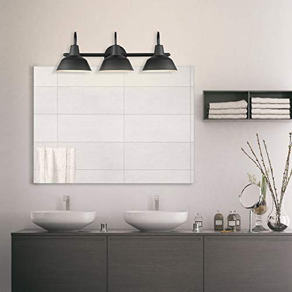Globe Electric 51710 5-Piece Bathroom Accessory Set with 24-inch 3-Light Vanity Fixture, Matte Black Finish, Industrial Design, E26 Base, Towel Bar, Towel Ring, Robe Hook, Toilet Paper Holder - color: Matte Black, Brooklyn (5-Piece)