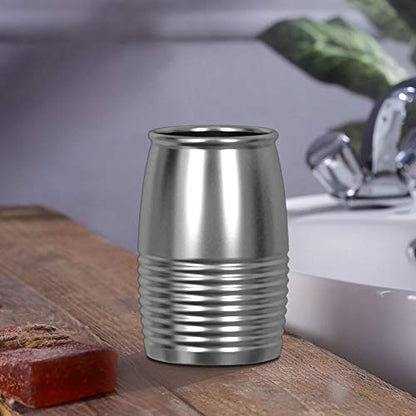 nu steel Arvada Ribbed Metal Rust Resistant Stainless Steel Tumbler Cup for Bathroom Vanity Countertops for Rinsing, Drinking, Storing Dental Accessories and Organizing Makeup Brushes, Eye Liners