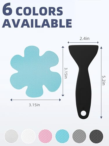 Secopad Bathtub Stickers Non-Slip, 24PCS Safety Shower Treads Adhesive Appliques with Premium Scrape (Blue) | 3.15" * 3.15", Strong Adhesive, Excellent Traction & Slip Resistance, Easy to use, For Bathtub, Shower Floor, Stairs - color: Blue