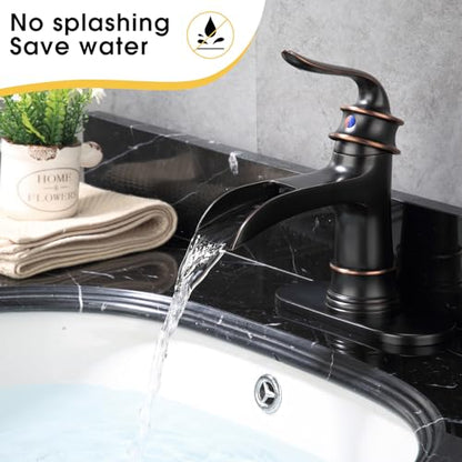 Waterfall Faucet Bathroom Faucet Single Handle One Hole Oil Rubbed Bronze Finish Large Spout Lavatory Faucets Oil Rubbed Bronze - color: Standard - Oil Rubbed Bronze - Single
